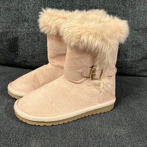 EUC Children’s Place Pink Suede with Faux Fur Boots